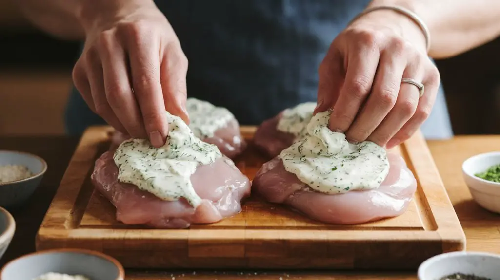 coat chicken with mixture