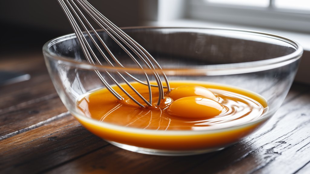 combine eggs with vanilla