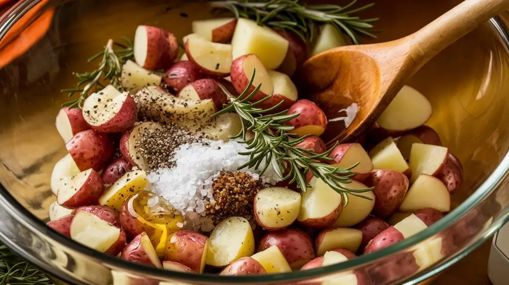 combine potatoes and seasonings