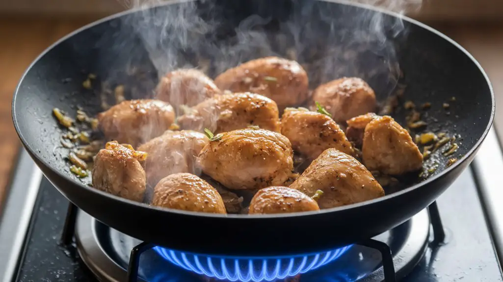 cook chicken for five minutes