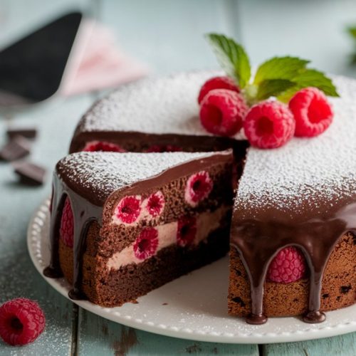 decadent chocolate raspberry dessert