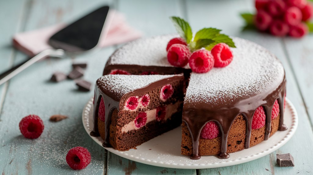 decadent chocolate raspberry dessert