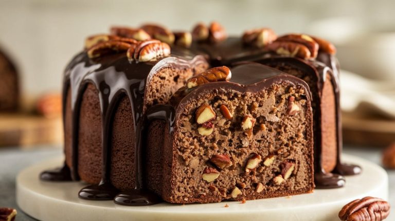 decadent pecan chocolate cake