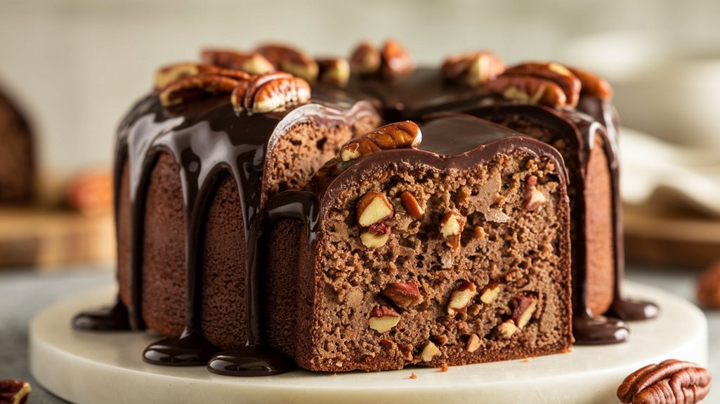 decadent pecan chocolate cake