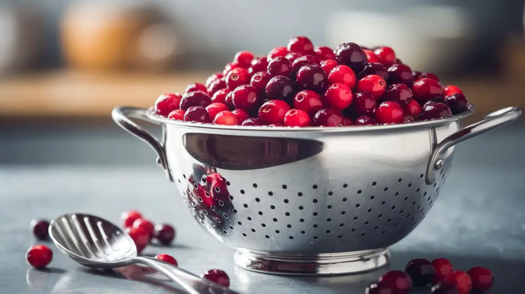 drain cranberries using spoon