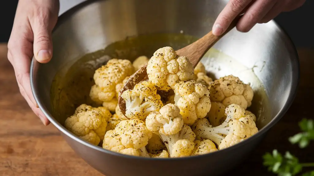 evenly coat cauliflower seasoning