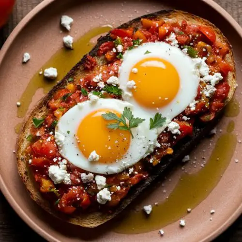 feta topped shakshouka toast