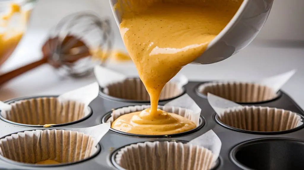 fill muffin cups halfway