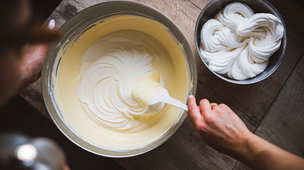 gently incorporate whipped egg whites