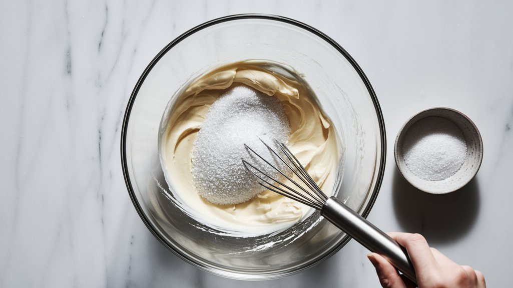 gradually mix in sugar