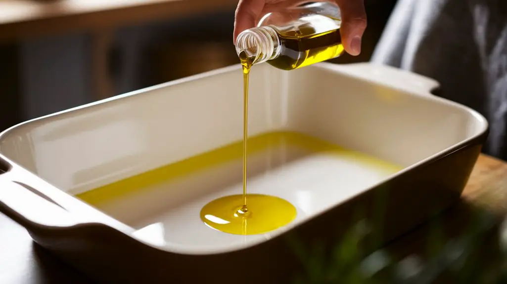 grease dish using olive oil