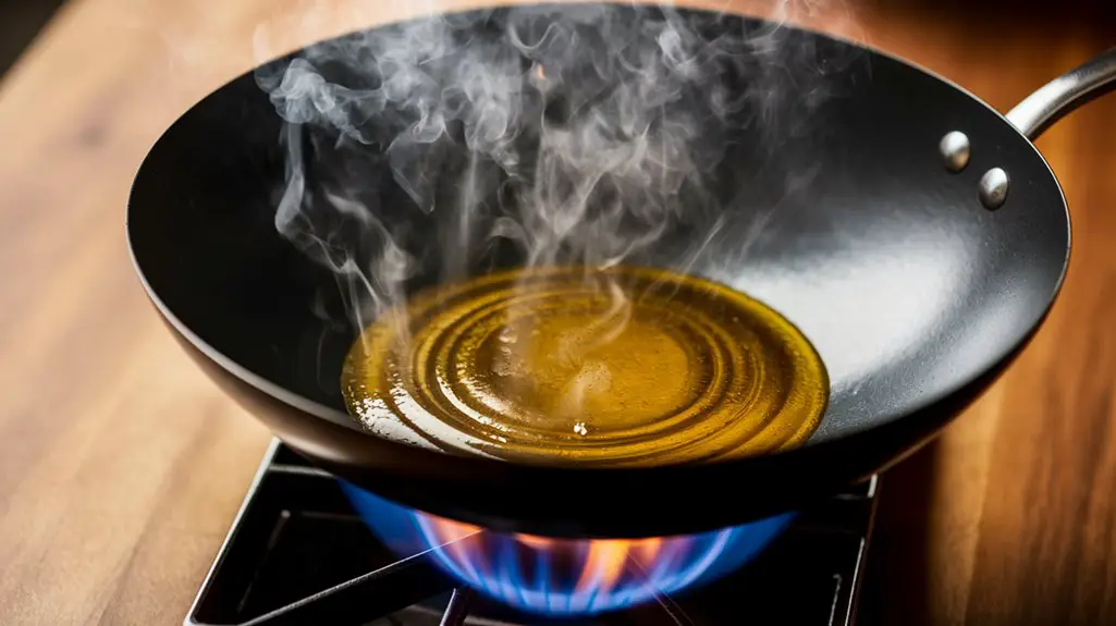 heat wok and oil