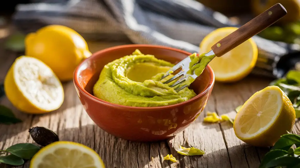 mash avocados with lemon