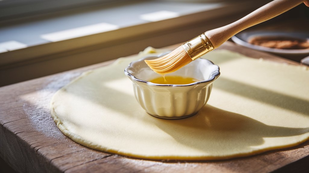 melted butter coats dough