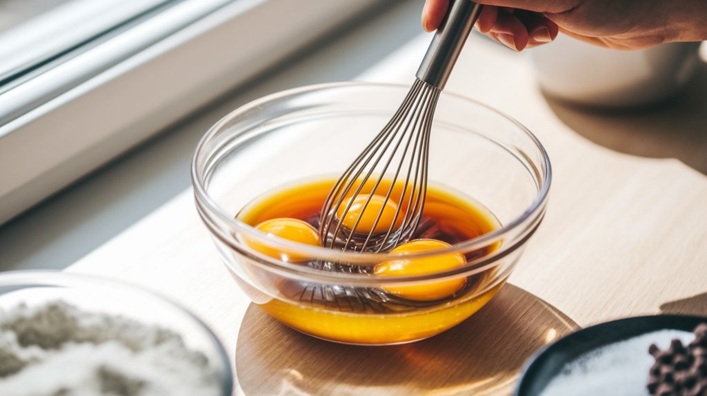 mix eggs and vanilla