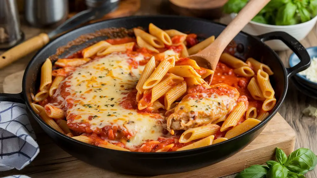 mix in penne pasta