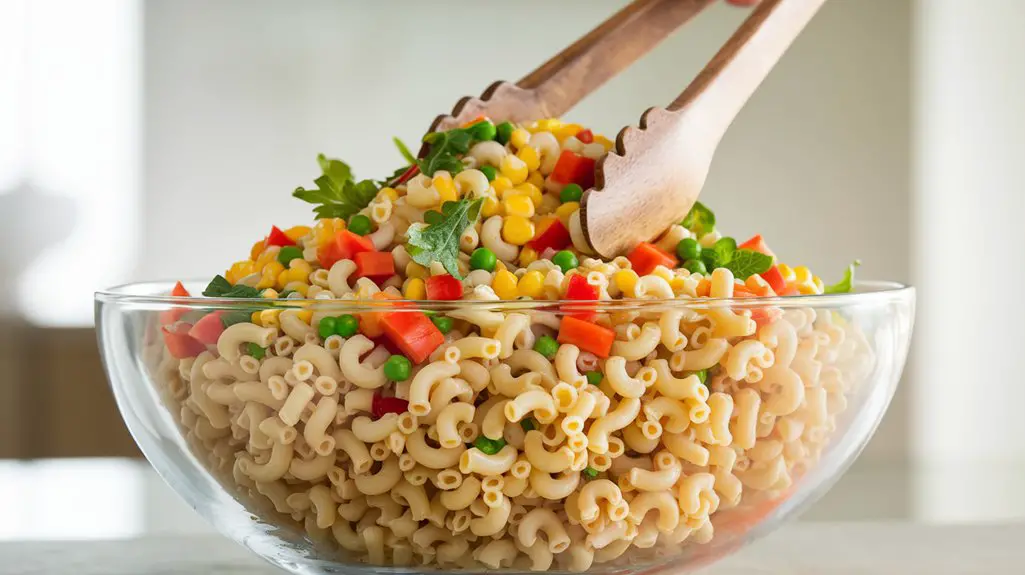 mix macaroni and vegetables