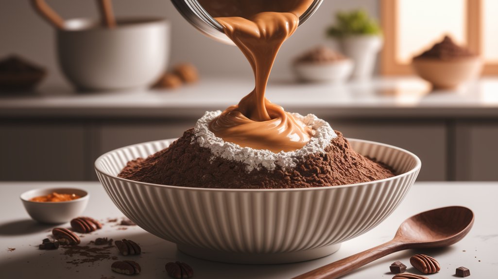 mix wet and dry ingredients