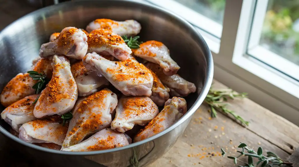 mix wings with seasoning