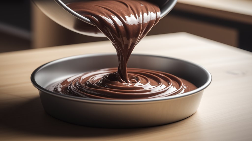 pour batter into pan