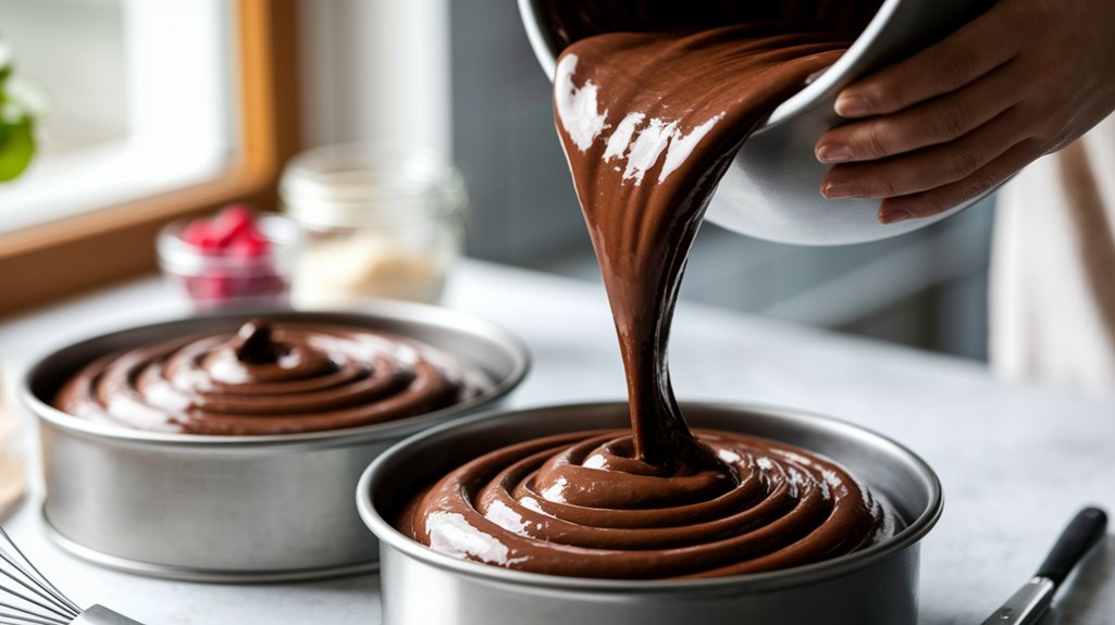 pour batter into pans