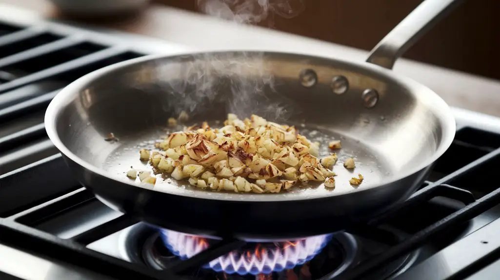 saut garlic for aroma