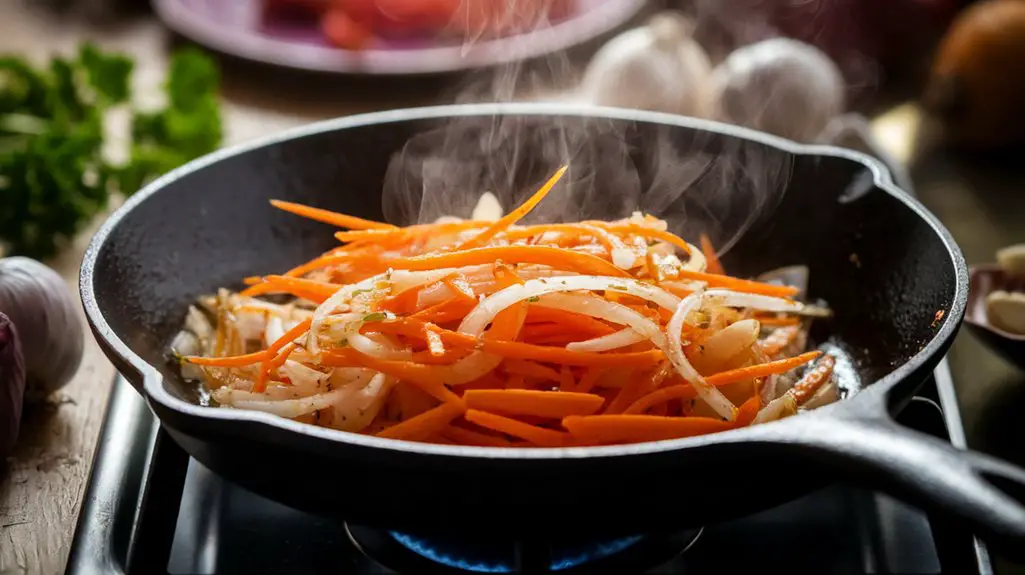 saut ing carrots and onions
