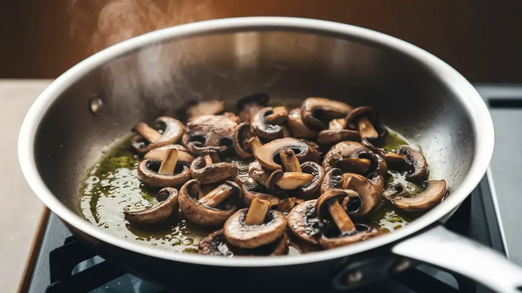 saut mushrooms with olive oil