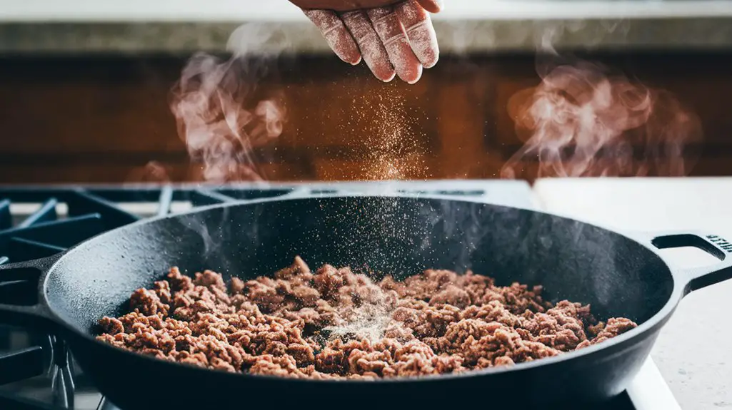 season beef mixture carefully