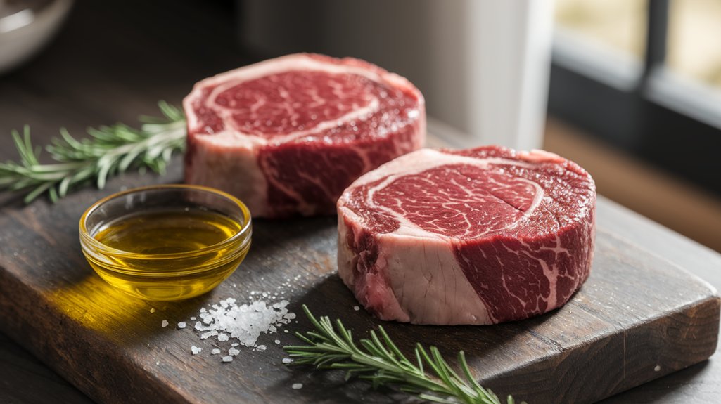 season steaks with oil