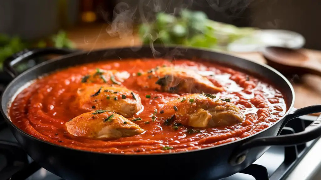 simmer broth with marinara