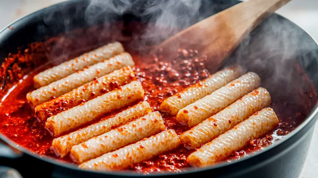simmer rice cakes sauce