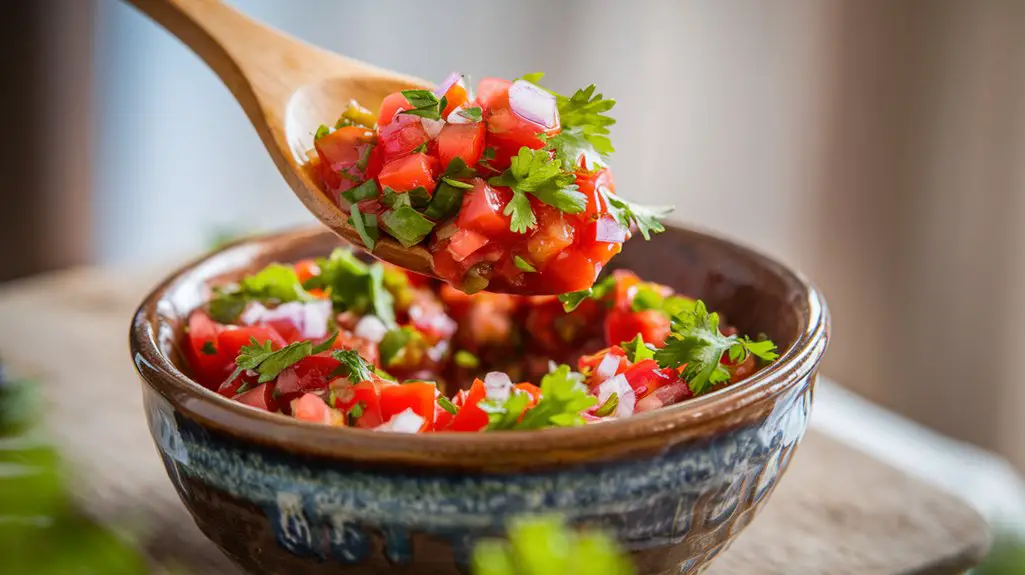 spoon salsa into bowl