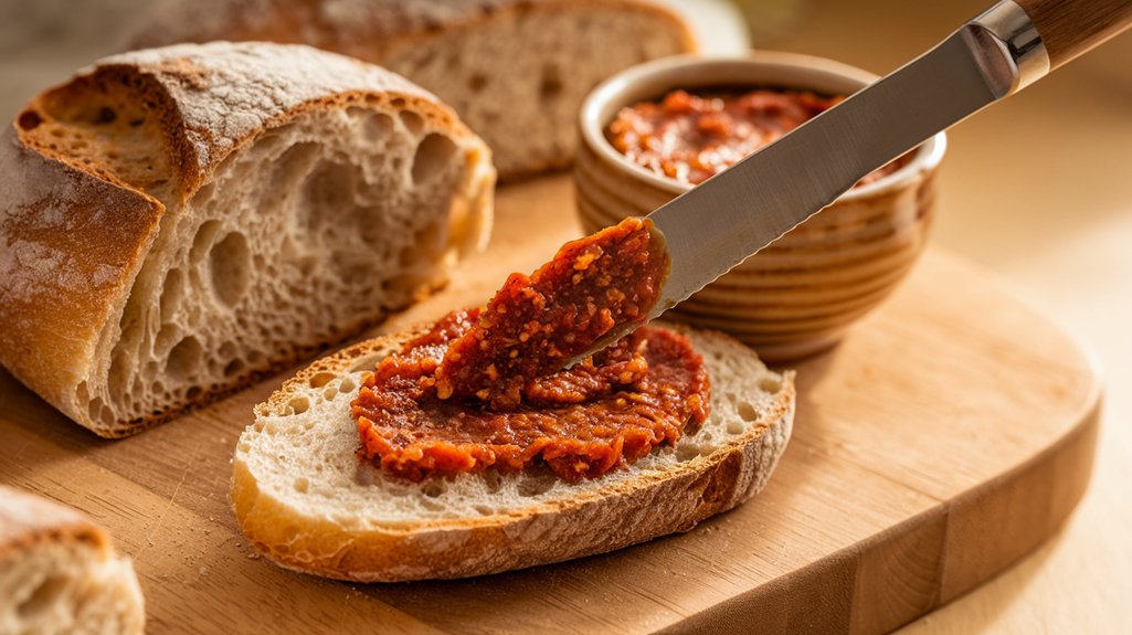 spread pesto on bread