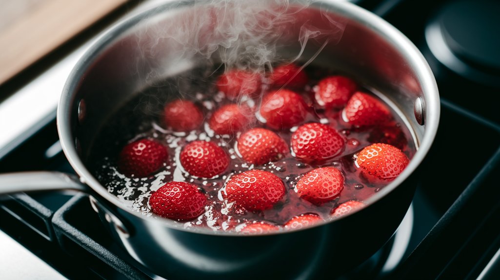 thicken cooked strawberries mixture