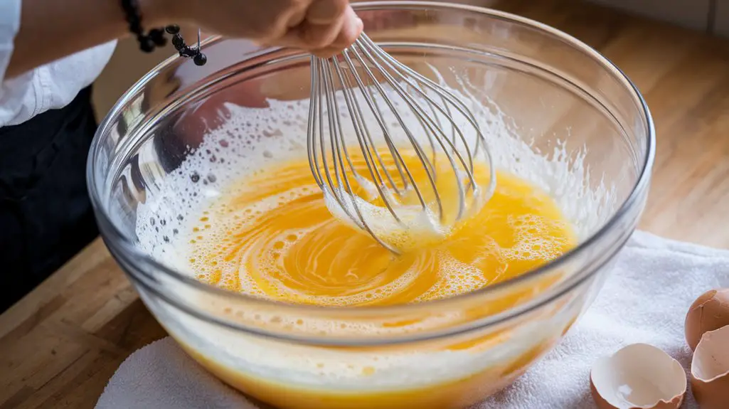 whisk eggs in bowl