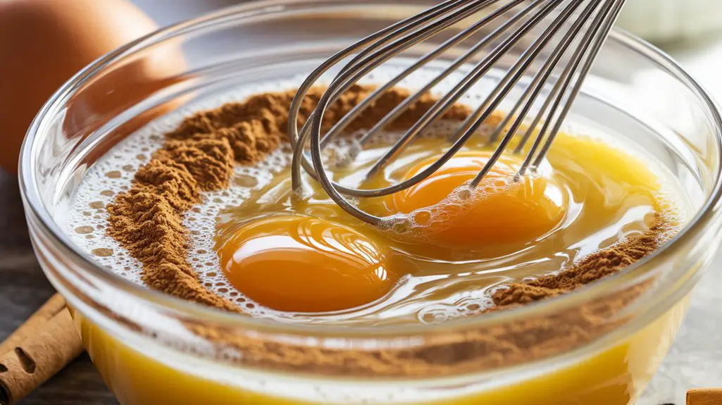 whisk eggs with cinnamon