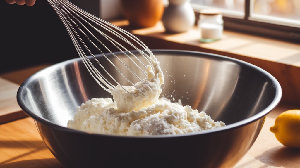 whisk ricotta with sugar