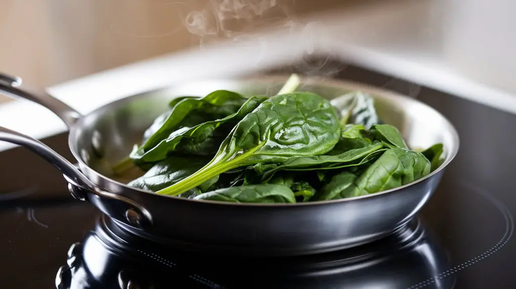wilt spinach in pan