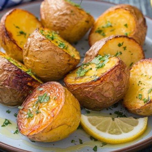 zesty lemon infused greek potatoes
