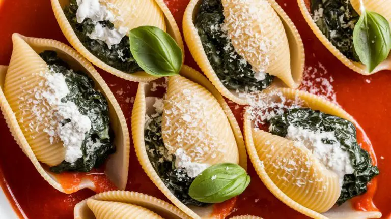 cheesy spinach filled pasta shells