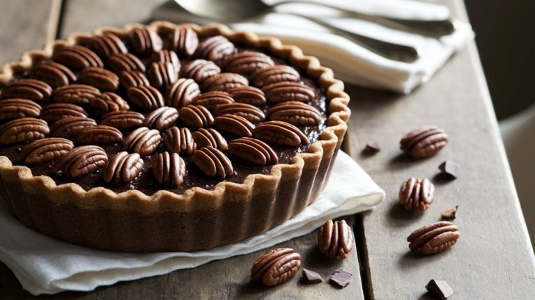 decadent dessert with pecans
