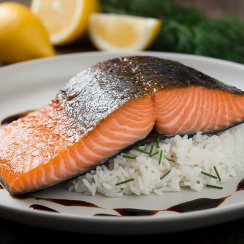 delicious salmon and rice