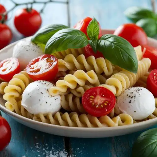 Caprese Pasta Salad-fresh colorful pasta dish