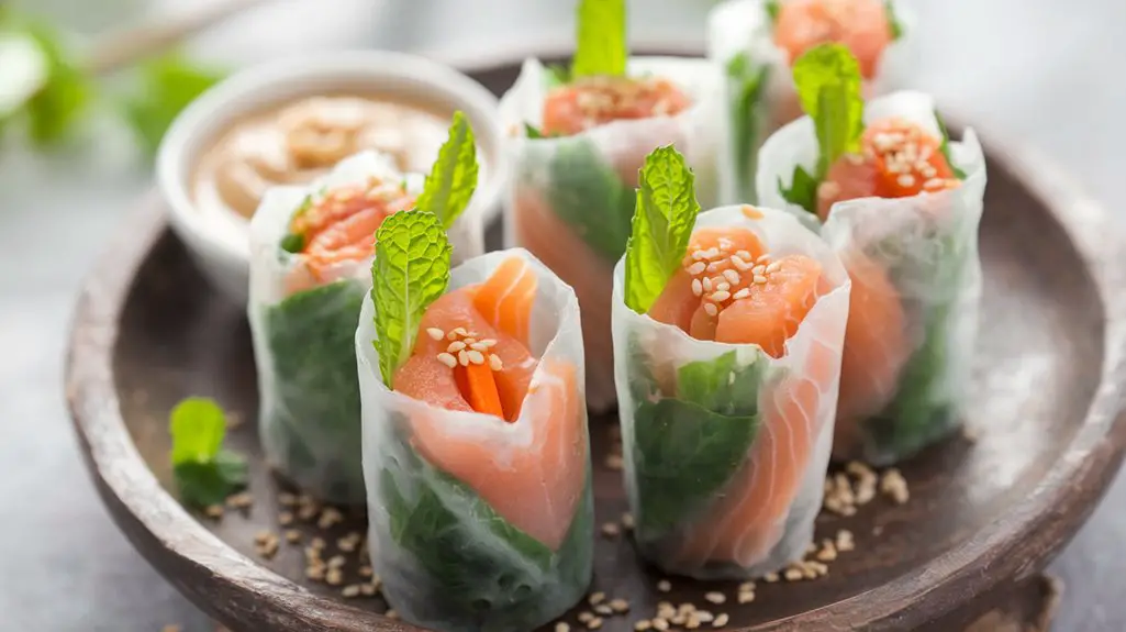 fresh salmon wrapped rolls
