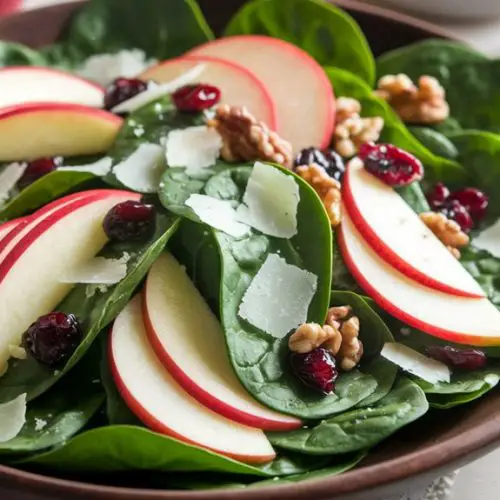 fresh spinach and apples