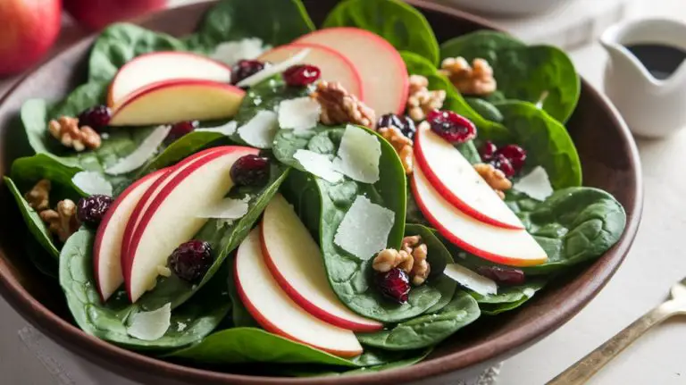 fresh spinach and apples