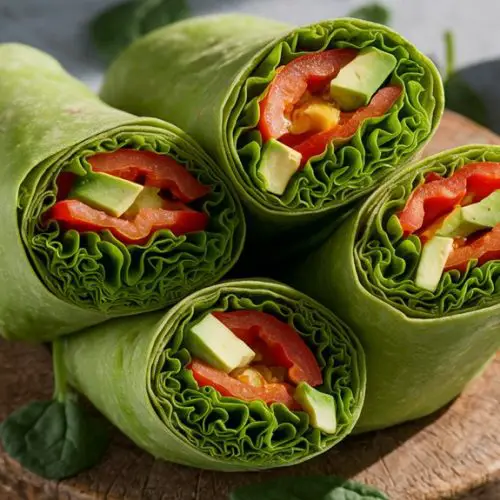 healthy spinach filled wraps