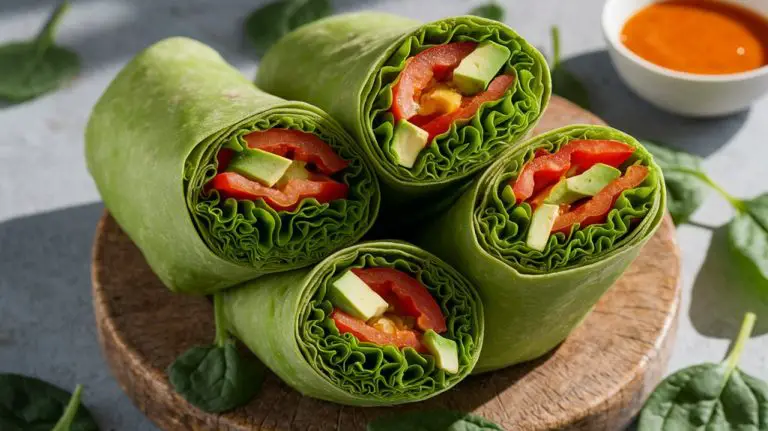 healthy spinach filled wraps