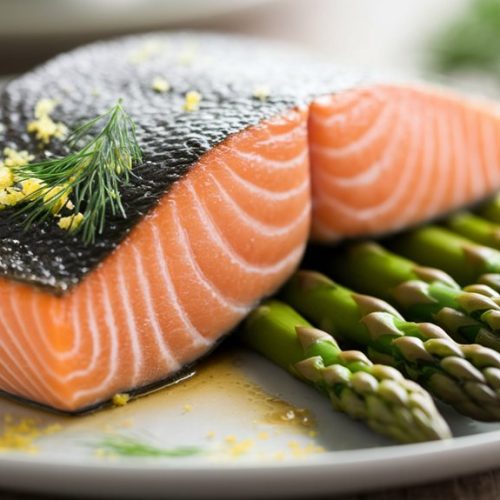 salmon paired with asparagus